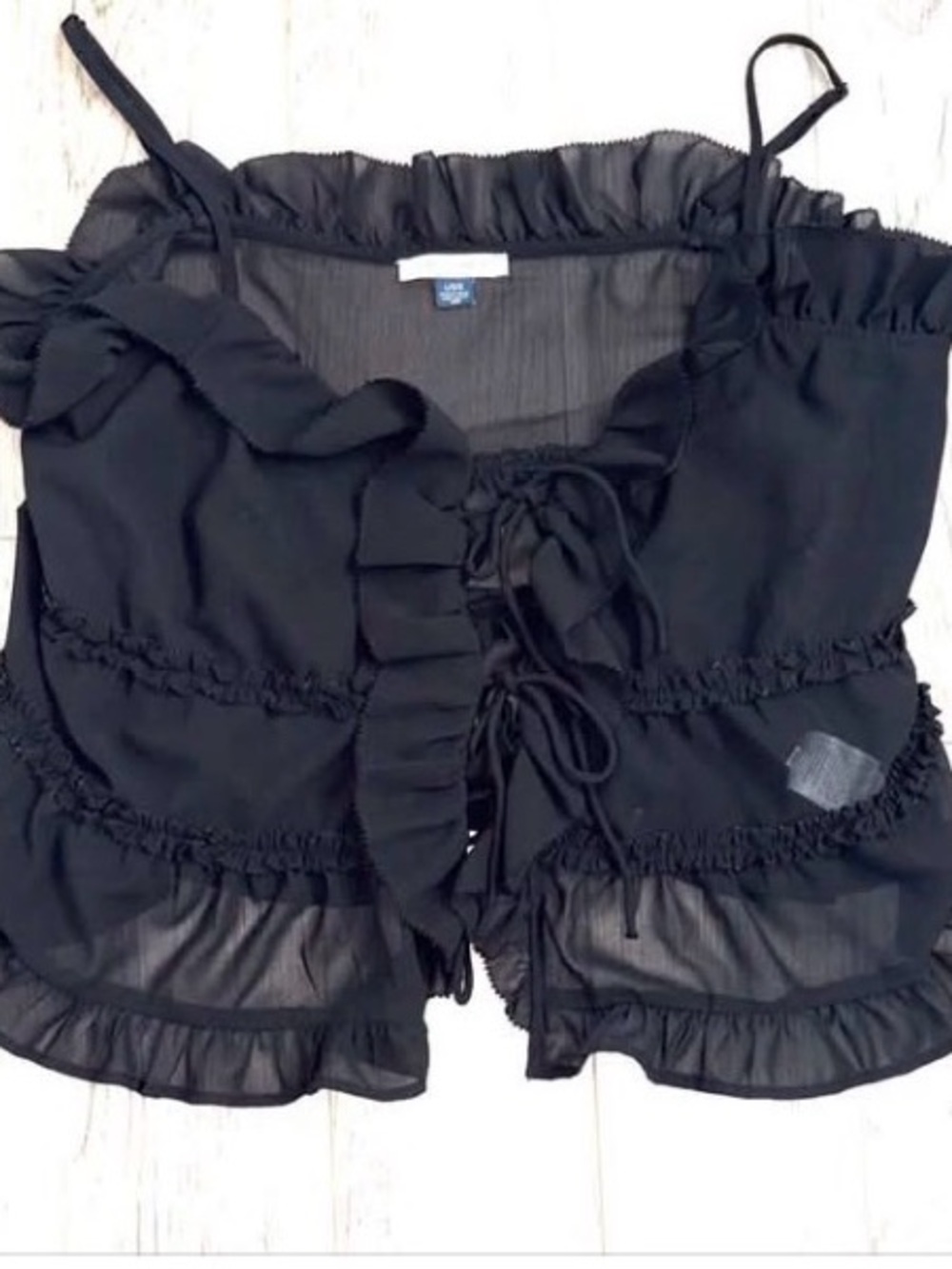 American Eagle Outfitters Black Ruffle Tie-Front Cami